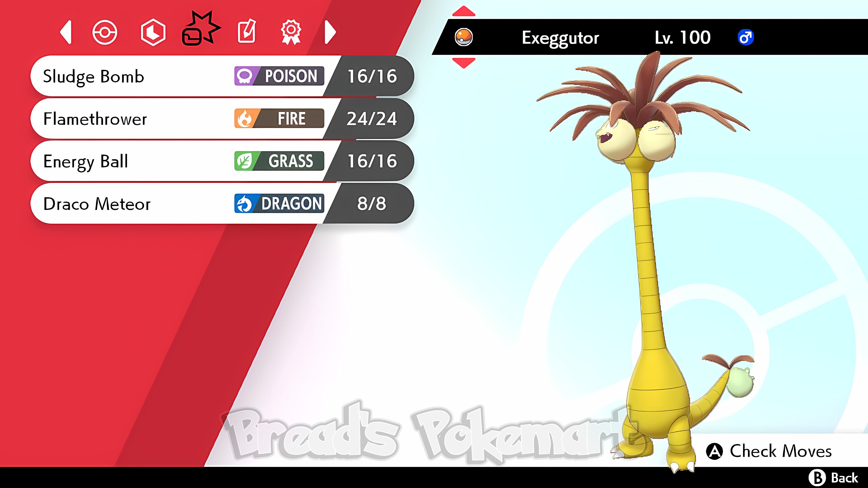 Pokemon Let's Go Shiny Alolan Exeggutor 6IV-AV Trained