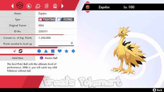 🌟Zapdos Shiny non shiny Best Stats Pokemon Sword and Shield Home