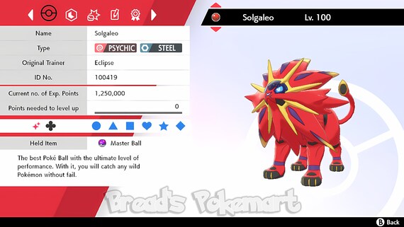 Shiny Necrozma, lunala and Solgaleo for Pokemon Sword and Shield + 3  Masterballs