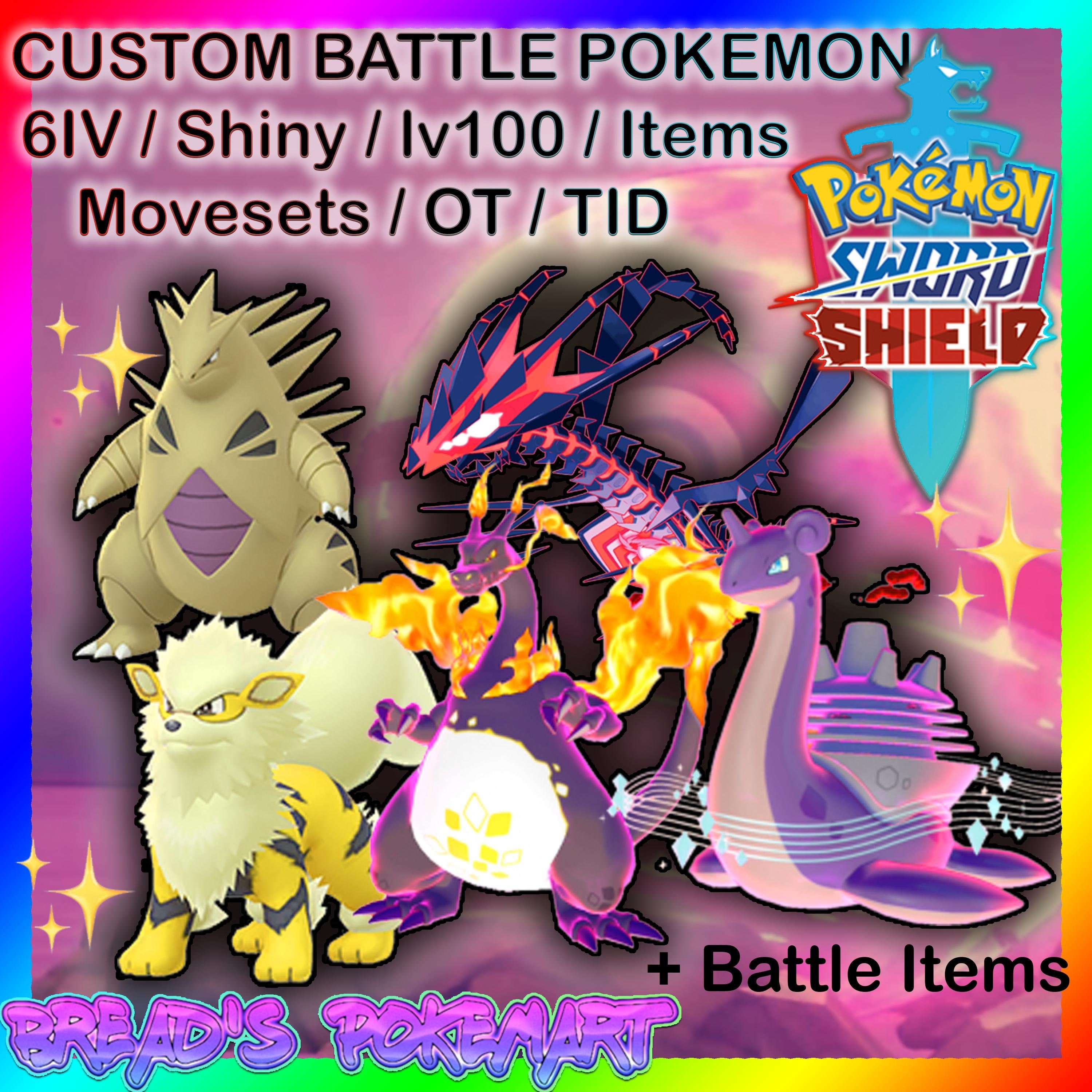 CUSTOM TEAM OF 6 SHINY PERFECT IV EV Pokemon Sword and Shield Fast Trade