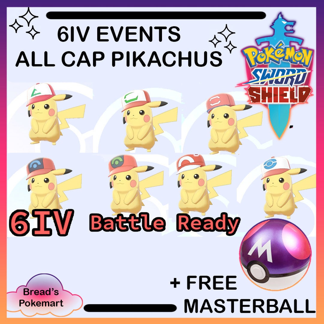 6IV Ultra Shiny Ash Cap Pikachu All Regions World Pokemon Sword