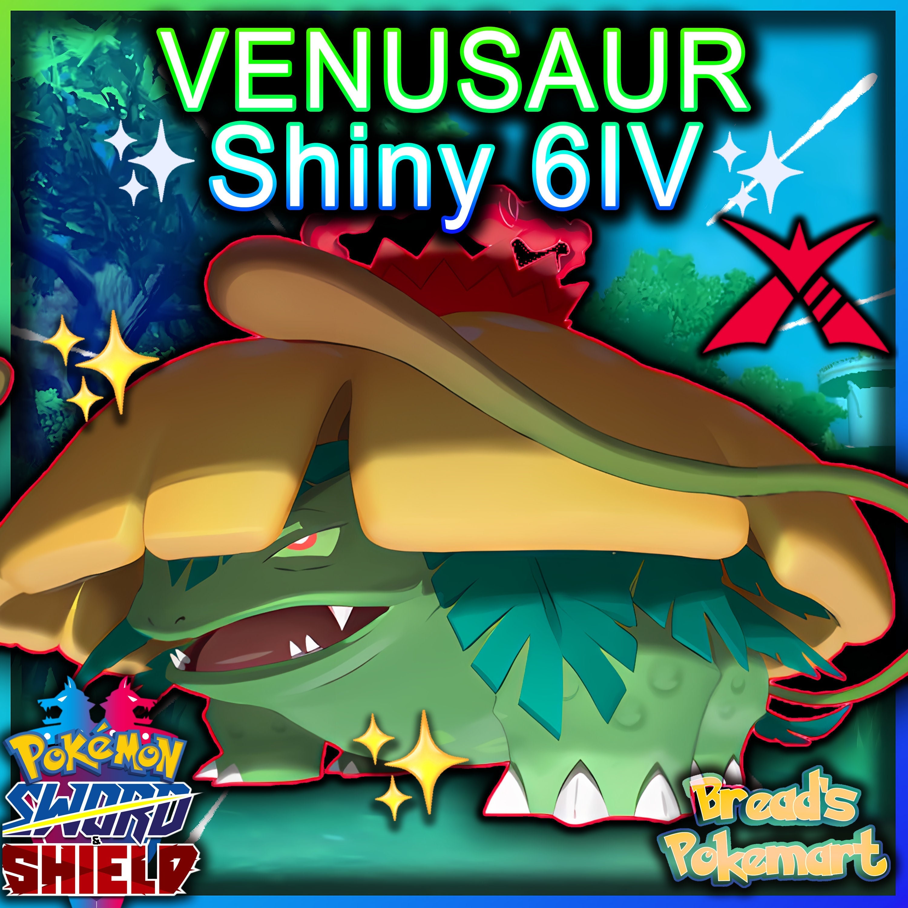 Shiny Bulbasaur/Venusaur 6IV - X/Y OR/AS S/M US/UM Let's Go Sword/Shield
