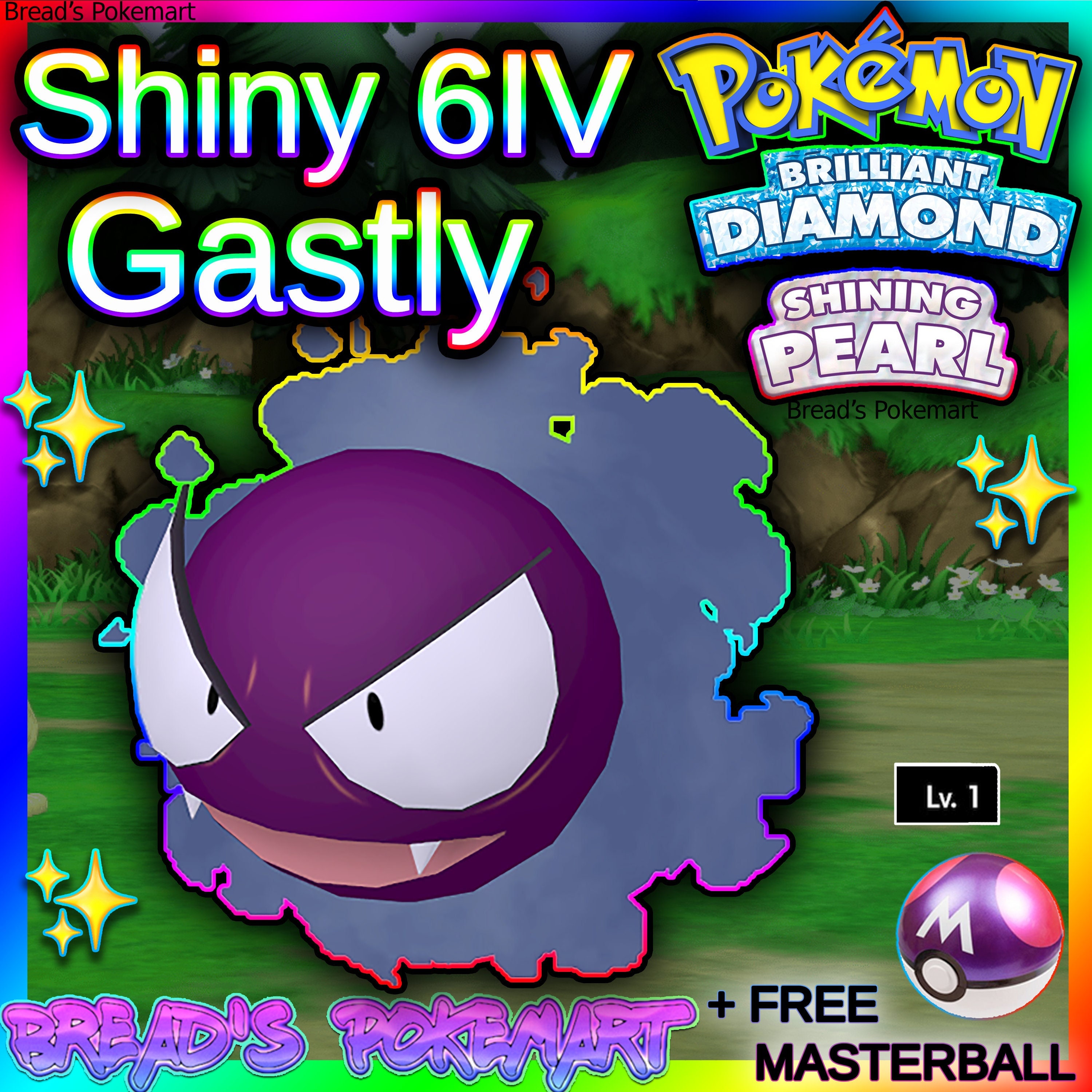 Shiny GENGAR 6IV Pokemon Sword and Shield Brilliant Diamond 