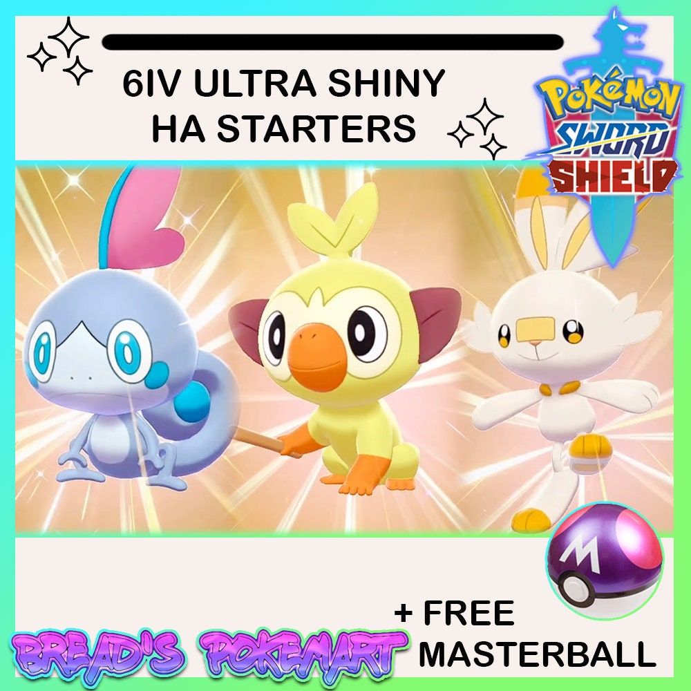 Pokemon Sword And Shield 6iv Ultra Shiny Starters Pack Etsy India
