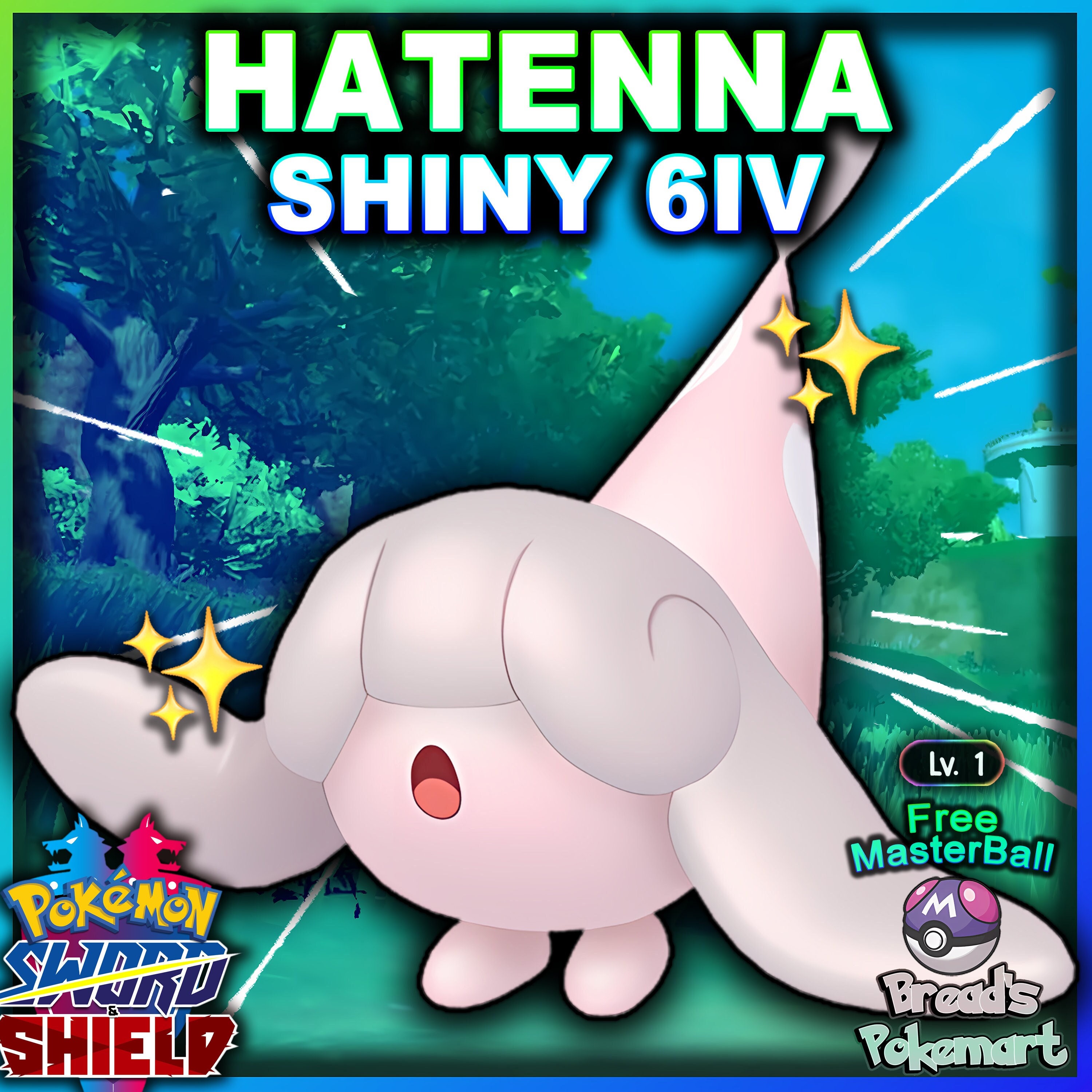 Pokemon Sword and Shield Shiny Level 1 Bulbasaur 6IV-EV Trained