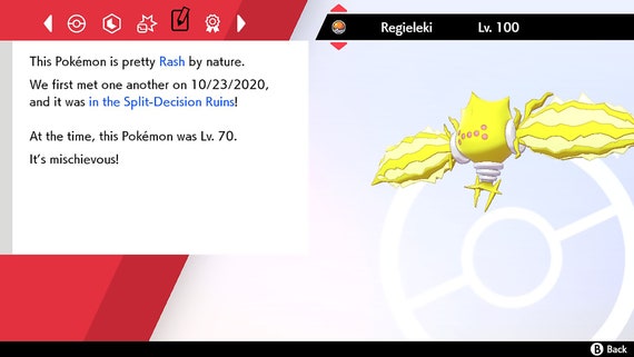 Pokemon Sword and Shield Regigigas 6IV-EV Trained