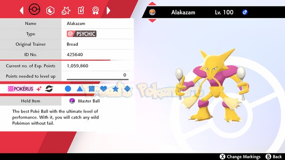 Shiny ALAKAZAM 6IV Pokemon Sword and Shield Brilliant Diamond