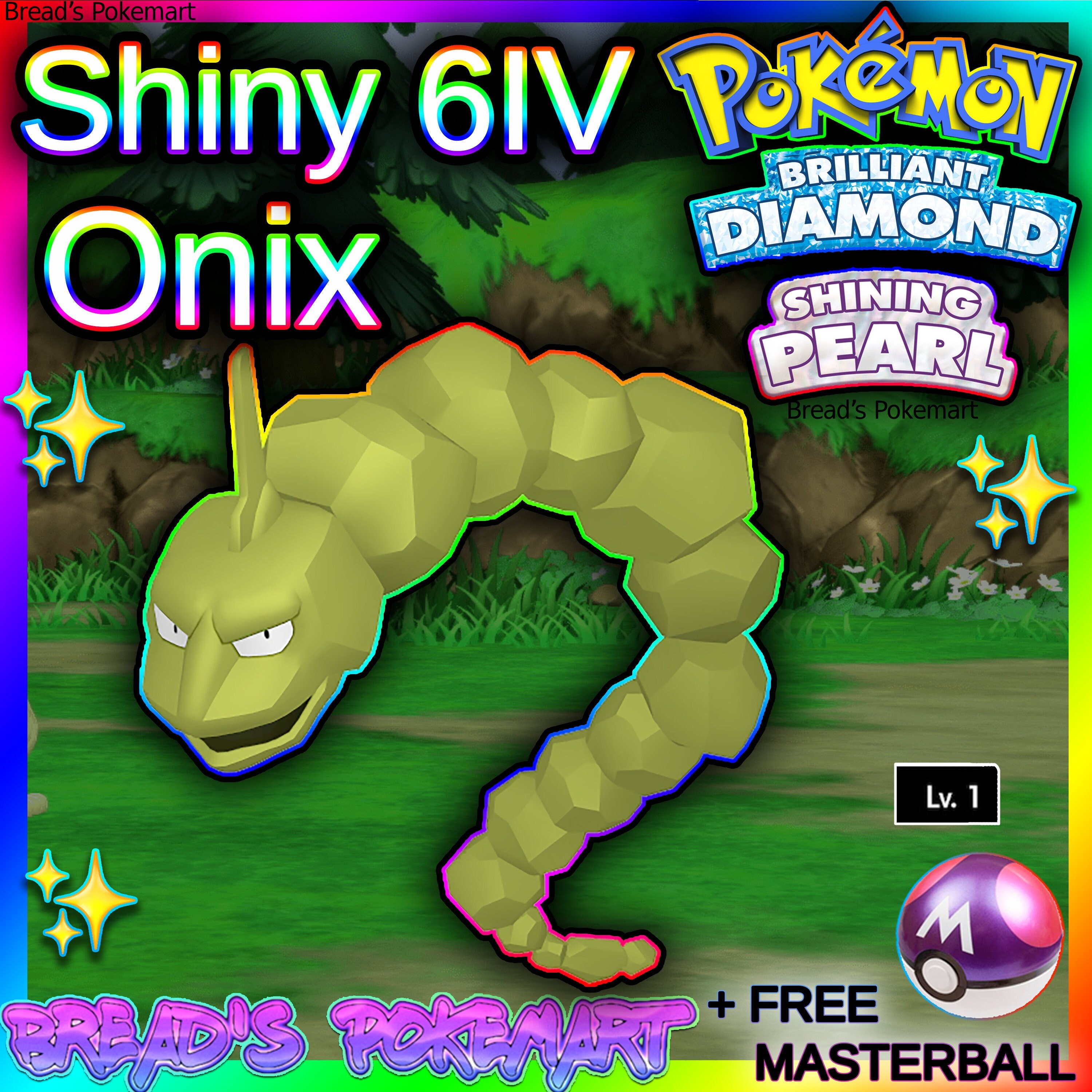 Shiny ONIX 6IV // Pokemon Brilliant Diamond & Shining Pearl // Fast Trade  // lv1 Ready-To-Raise Pokemon // +Free MasterBall