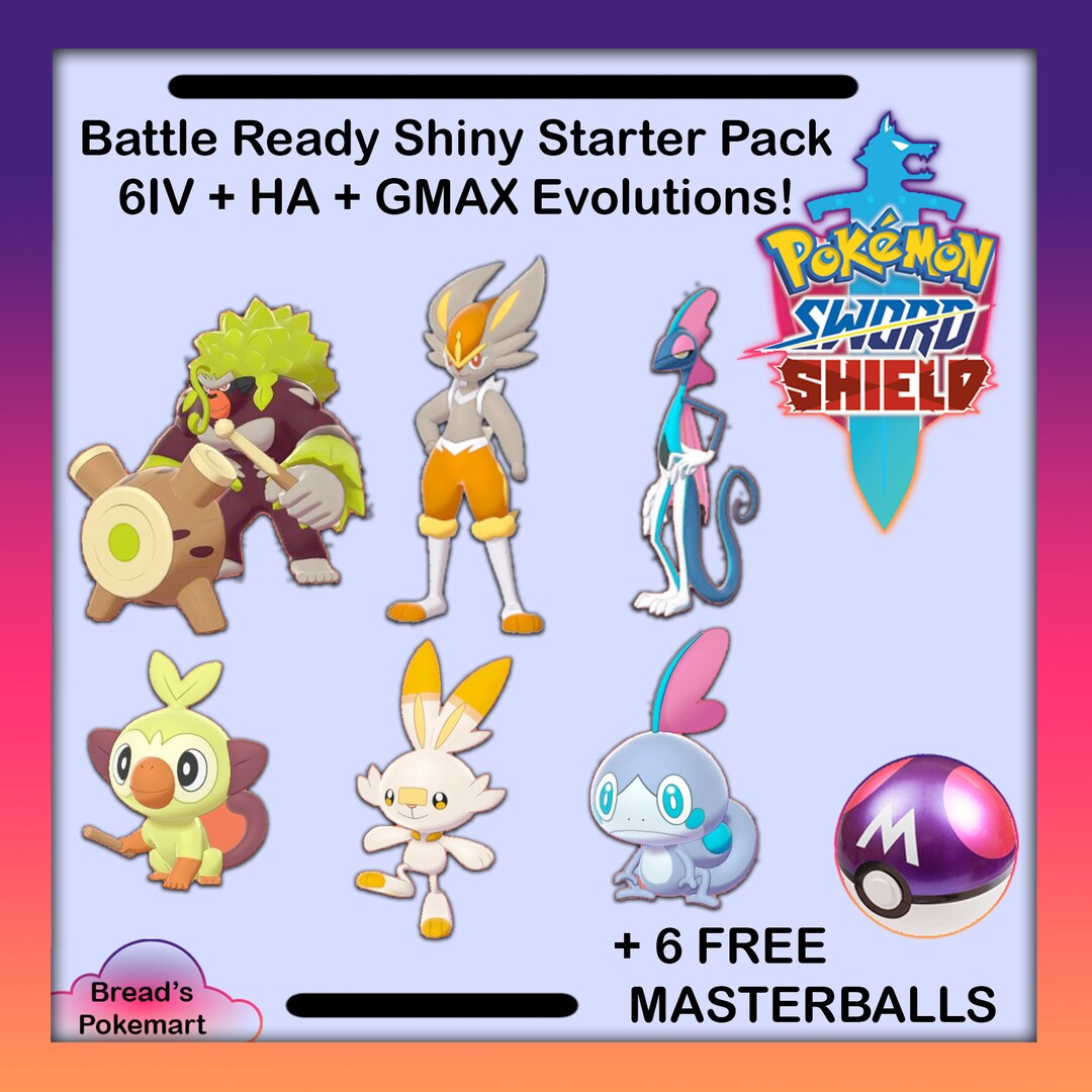 Shiny Bulbasaur/charmander/squirtle Starter Pack 6IV Pokemon 