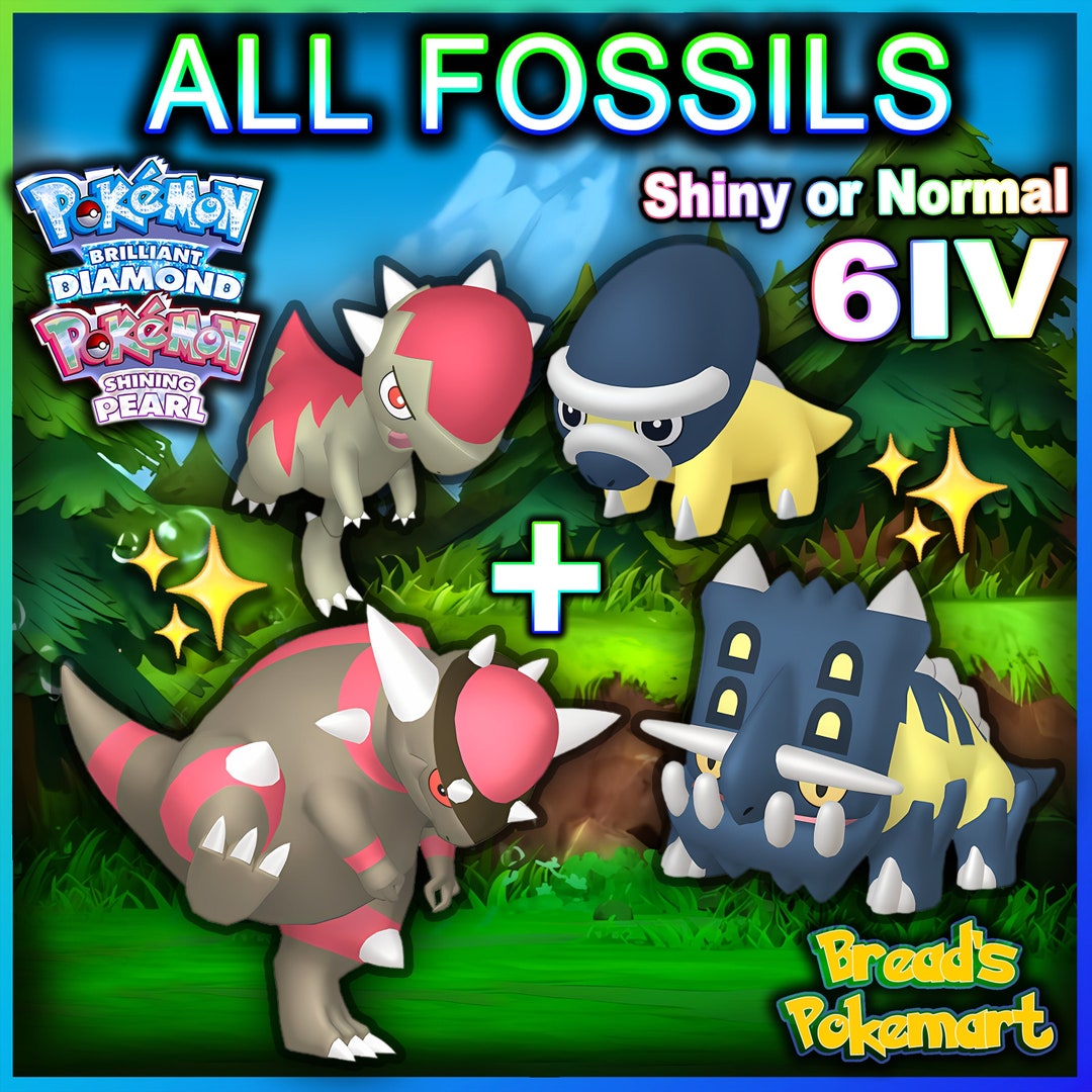 SHINY 6IV Sinnoh Fossils Cranidos Shieldon Rampardos & Etsy