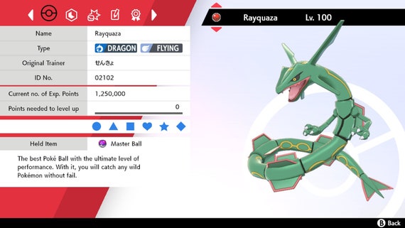 Pokemon Sword And Shield Shiny Rayquaza 6IV Battle Ready Fast Delivery