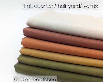 Fall Colors Cotton Linen Fabric: Fat Quarter Embroidery Craft