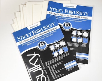 Stick and Stitch/Sulky Sticky Printable Water Soluble Stabilizer for hand embroidery ,Sulky Fabri Solvy, needle work pattern transfer