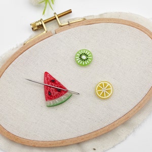 Fruit Resin Needle Minder: Embroidery, Cross Stitch, Needlepoint