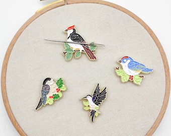 Limited-Birds Enamel Needle Minder: Embroidery, Cross Stitch, Sewing