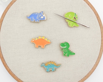 Dinosaur Enamel Needle Minder: Embroidery, Cross Stitch, Sewing