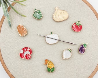 Vegetable Enamel Needle Minder: Embroidery Cross Stitch Accessory