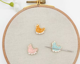 Hen Enamel Needle Minder: Embroidery, Cross Stitch, Sewing
