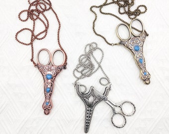 Vintage Style Scissors with sheath and necklace chain, Embroidery/ Cross Stitch/ Craft/ Floss/ Thread/Sewing vintage style scissors