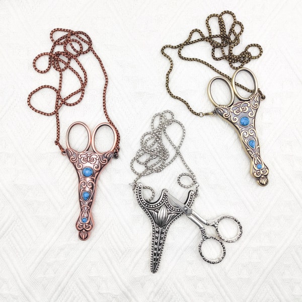 Vintage Style Scissors with sheath and necklace chain, Embroidery/ Cross Stitch/ Craft/ Floss/ Thread/Sewing vintage style scissors