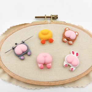 Funny Animal Butt Resin Needle Minder: Embroidery Cross Stitch Tool