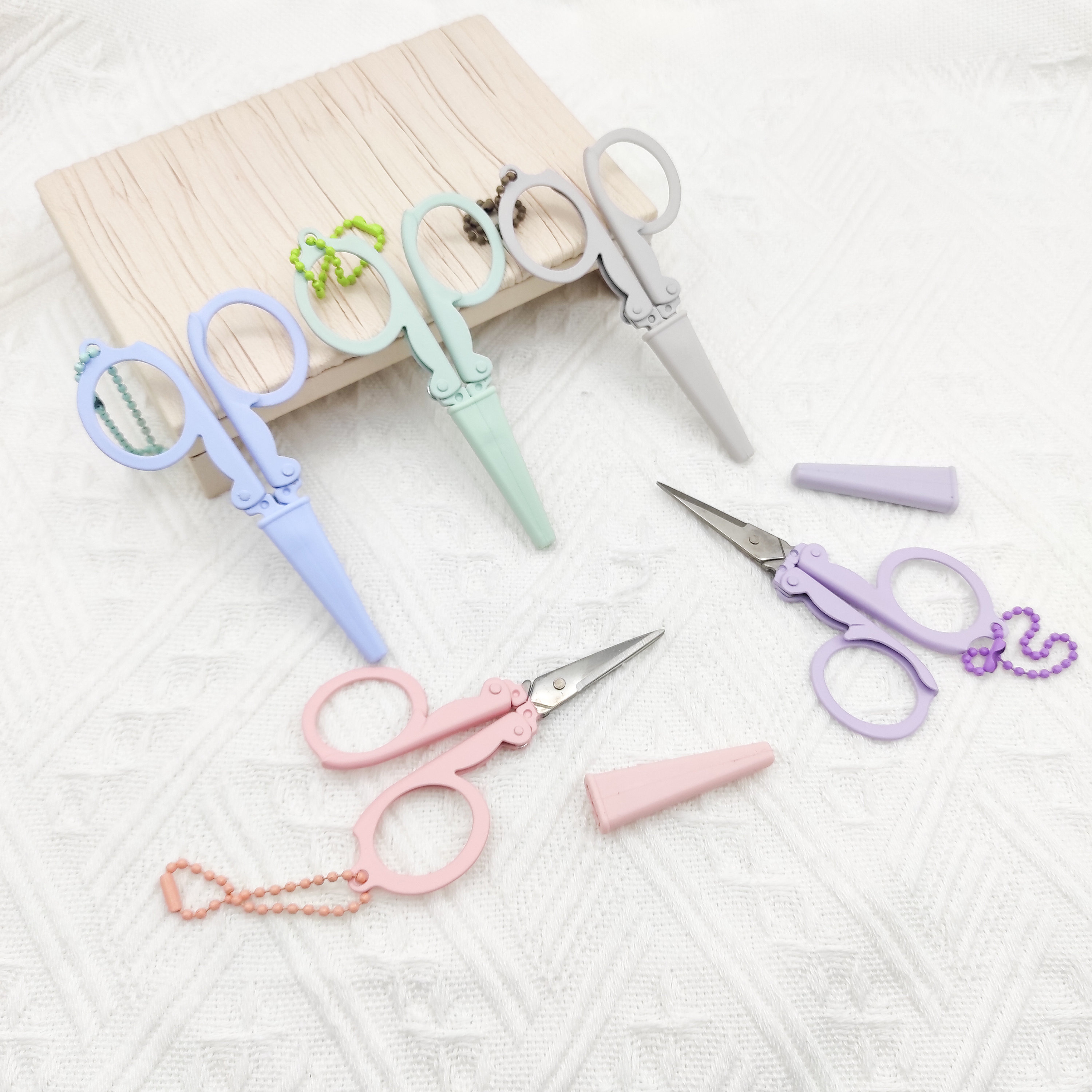 PDCTACST Folding Scissors, 8PCS Mini Stainless Steel Foldable Scissor, Portable