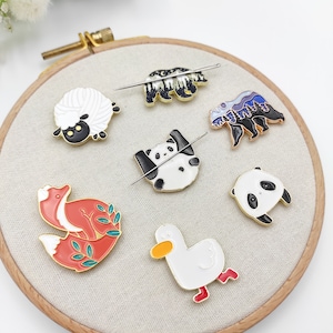 Animal Enamel Needle Minder: Sheep, Bear, Panda, Fox, Duck
