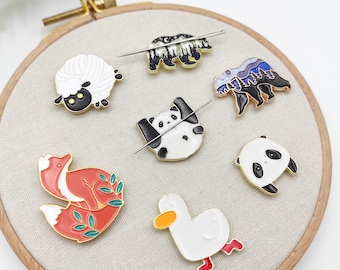 Animal Enamel Needle Minder: Sheep, Bear, Panda, Fox, Duck