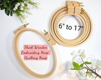 Thick Wooden Hoop for Hand Stitching, Hand Embroidery, Cross stitch, Quilting, Punch Needle, Needlework, Craft. Large Round display.