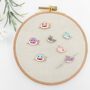 Enamel Dolphin/Shark Needle Minder: Embroidery Sewing Accessory