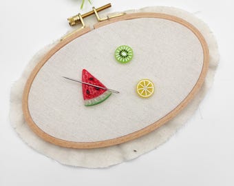 Fruit Resin Needle Minder: Embroidery, Cross Stitch, Needlepoint