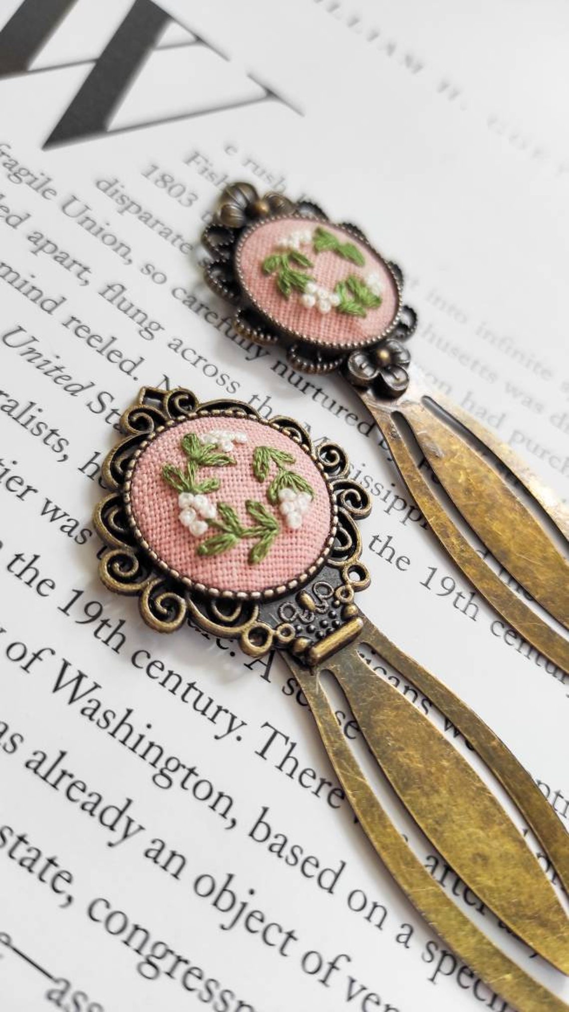 Vintage Style Handmade Embroidered Bookmarks Floral Etsy