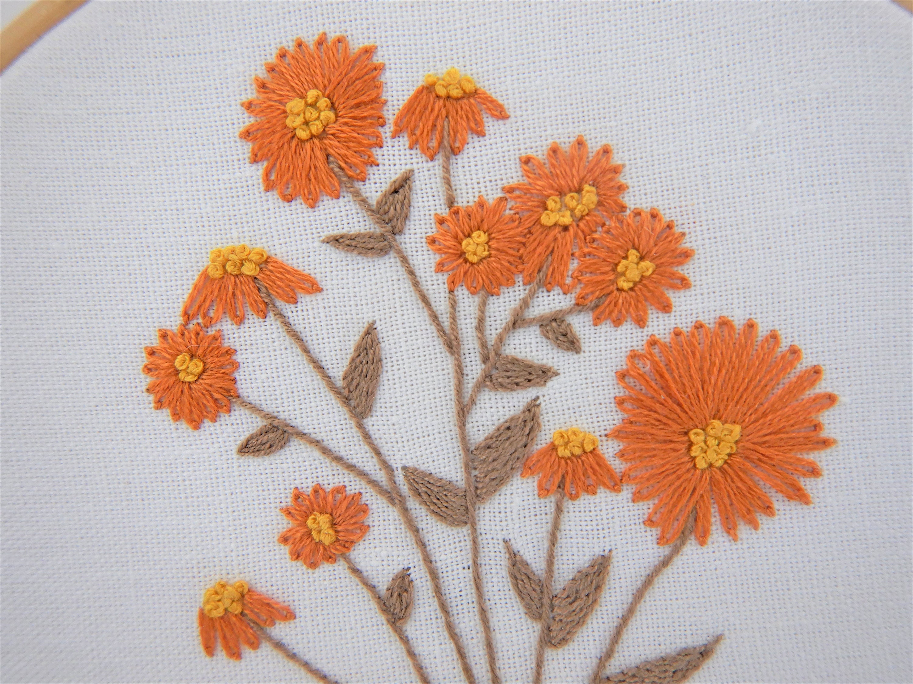 BOHO style Handmade Embroidery Embroidery Floral Wall Art Etsy