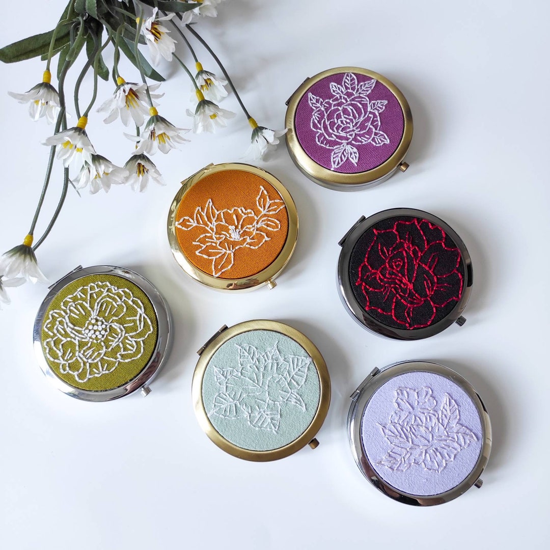 Hand Embroidered Pill Box/ Jewelry Box, Floral Embroidery, Embroidered