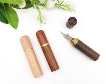 Wooden Needle Case: Embroidery Sewing Hand Stitch Needle Tube