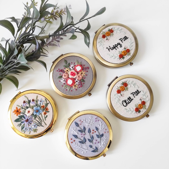 Elegant Handmade Embroidered Pill Box Floral Embroidery Etsy