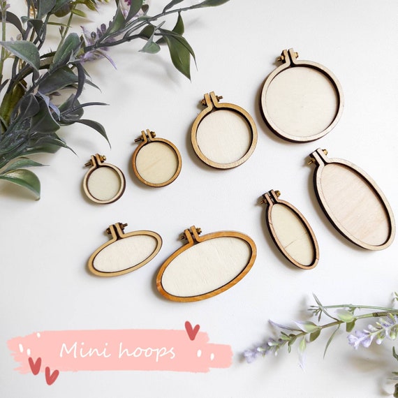 4 Pack Embroidery Hoop Ring, Imitated Wood Display Frame Circle and Oval Embroid