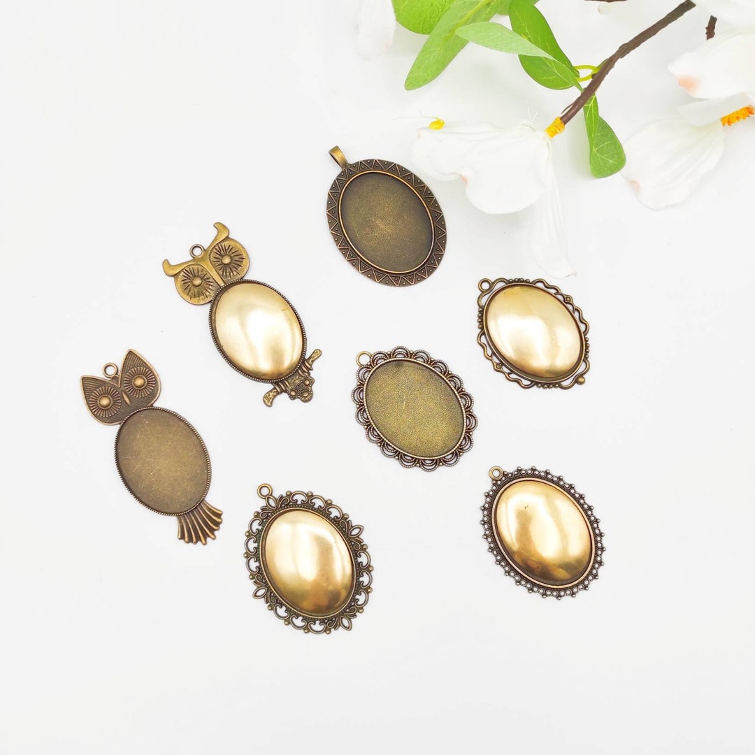 Oval Blank Pendant,oval Embroidery Pendant, Embroidery Necklace Kit