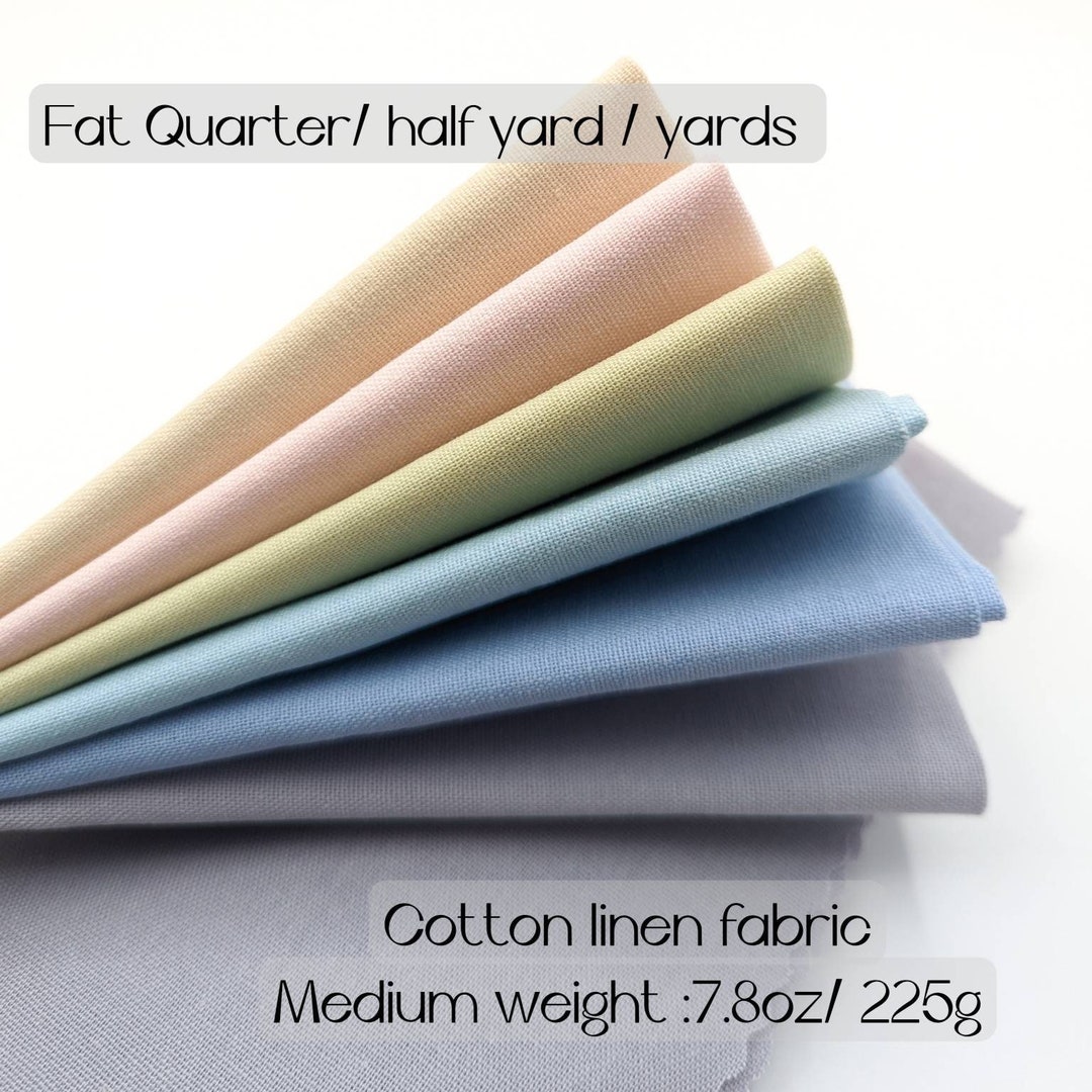 Soft Color Fat Quarter Cotton Linen Mix Fabric for Hand Embroidery