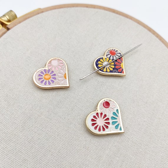 Heart Enamel Needle Minder, Magnetic Needle Nanny