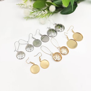 16/18/20/25mm Round Stainless Steel Blank Embroidery Earring kit, Earring Base kit for Embroidery, Cross stitch, Needle work or Needle point