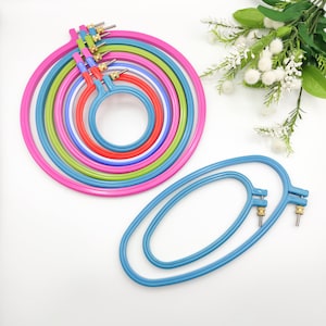 Colorful Plastic Embroidery Hoops: Round & Oval, Multiple Sizes