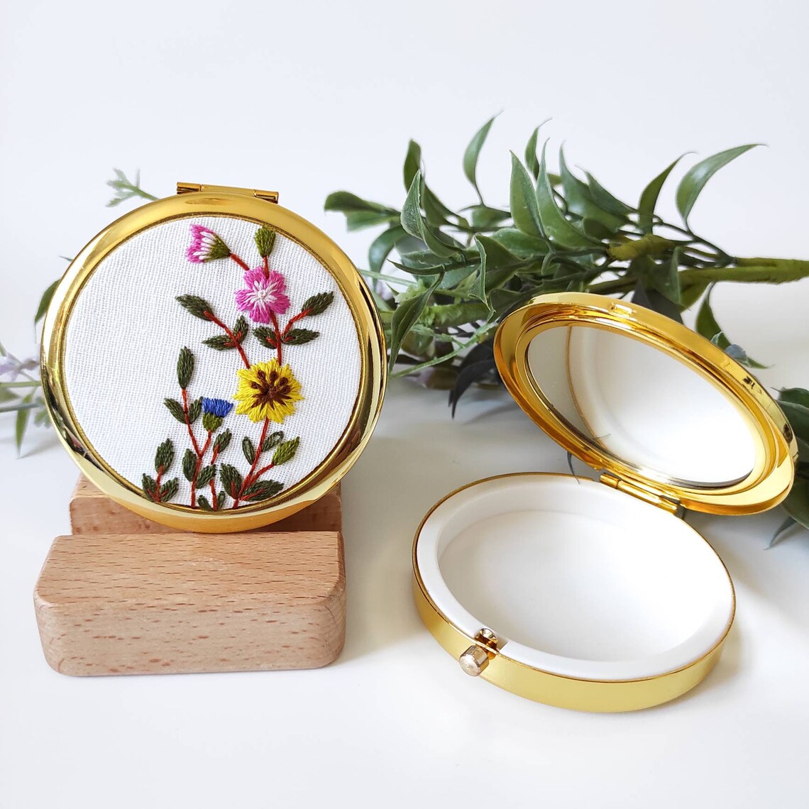 Elegant Handmade Embroidered Pill Box Floral Embroidery Etsy