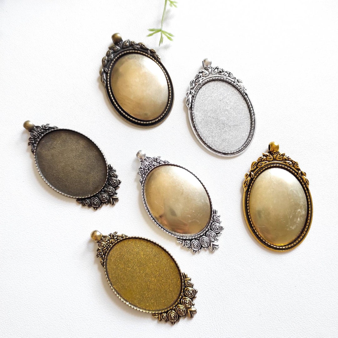 Large Oval Blank Pendant,diy Embroidery Kit, Embroidery Necklace Kit