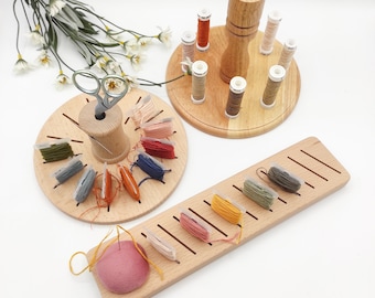 Beechwood Embroidery Floss Bobbin Rack - Thread Organizer for Crafting Projects