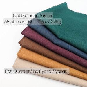 Cotton Linen Blend Fabric: Solid Color Embroidery, Craft & Painting - Fat Quarter