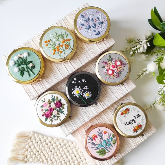Elegant Handmade Embroidered Pill Box Floral Embroidery Etsy