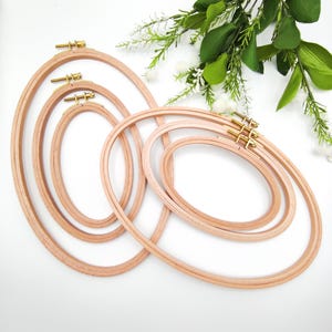 Beechwood Oval Embroidery Hoop with Brass Screw