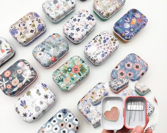 Estuche magnético floral para agujas: organizador de costura de viaje.