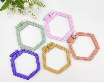 Multiple Colors of Hexagon Plastic Hoops. Small Square hoops for embroidery/hand stitch/ cross stitch